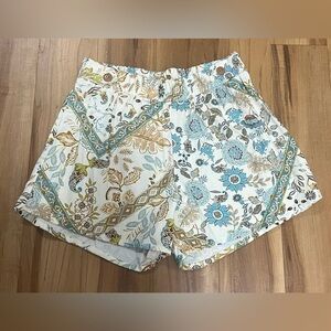 Modern Attraction Boho Patchwork Shorts |Linen Blend Size L | New Without Tags